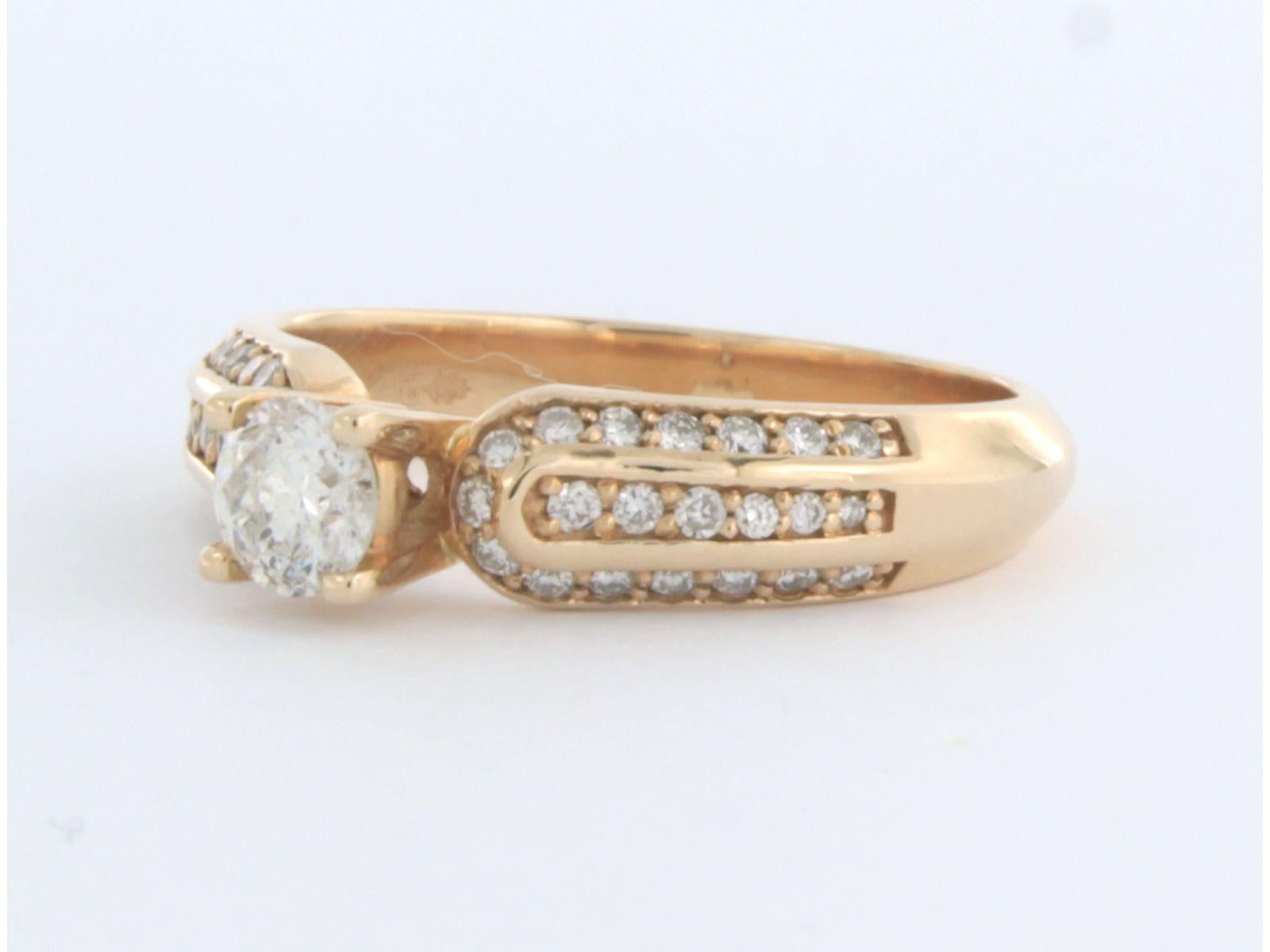 Brilliant Cut Ring with diamonds 14k pink gold For Sale