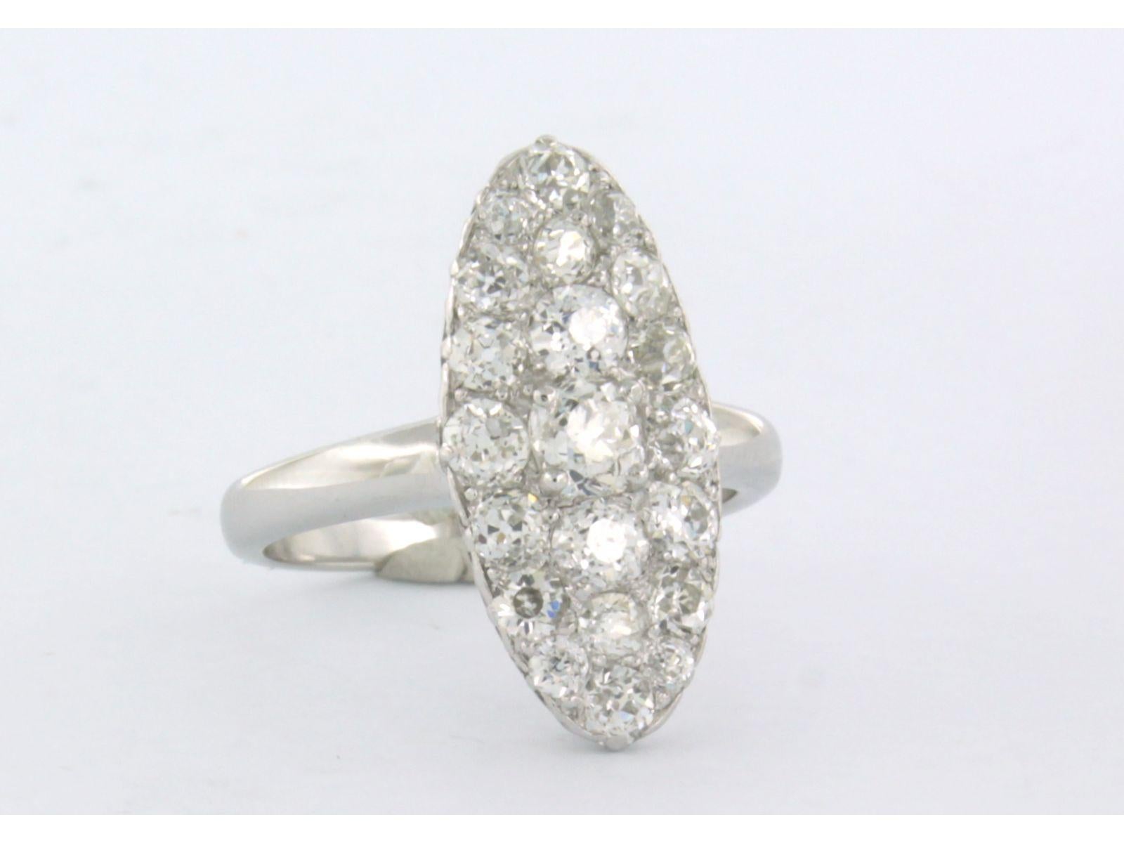 Early Victorian Ring with diamonds 14k white gold For Sale