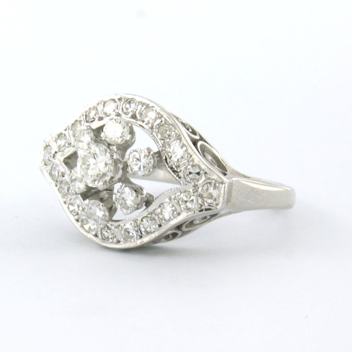 Modern Ring with diamonds 14k white gold For Sale