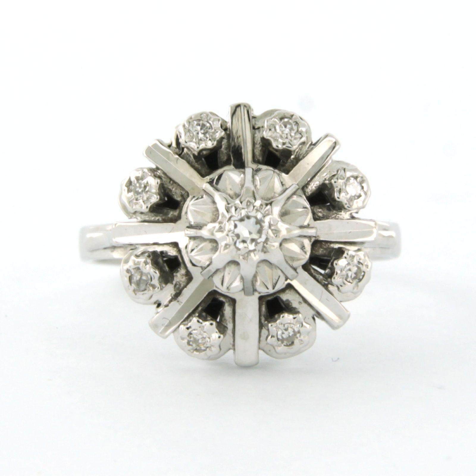 Modern Ring with Diamonds 14k white gold For Sale