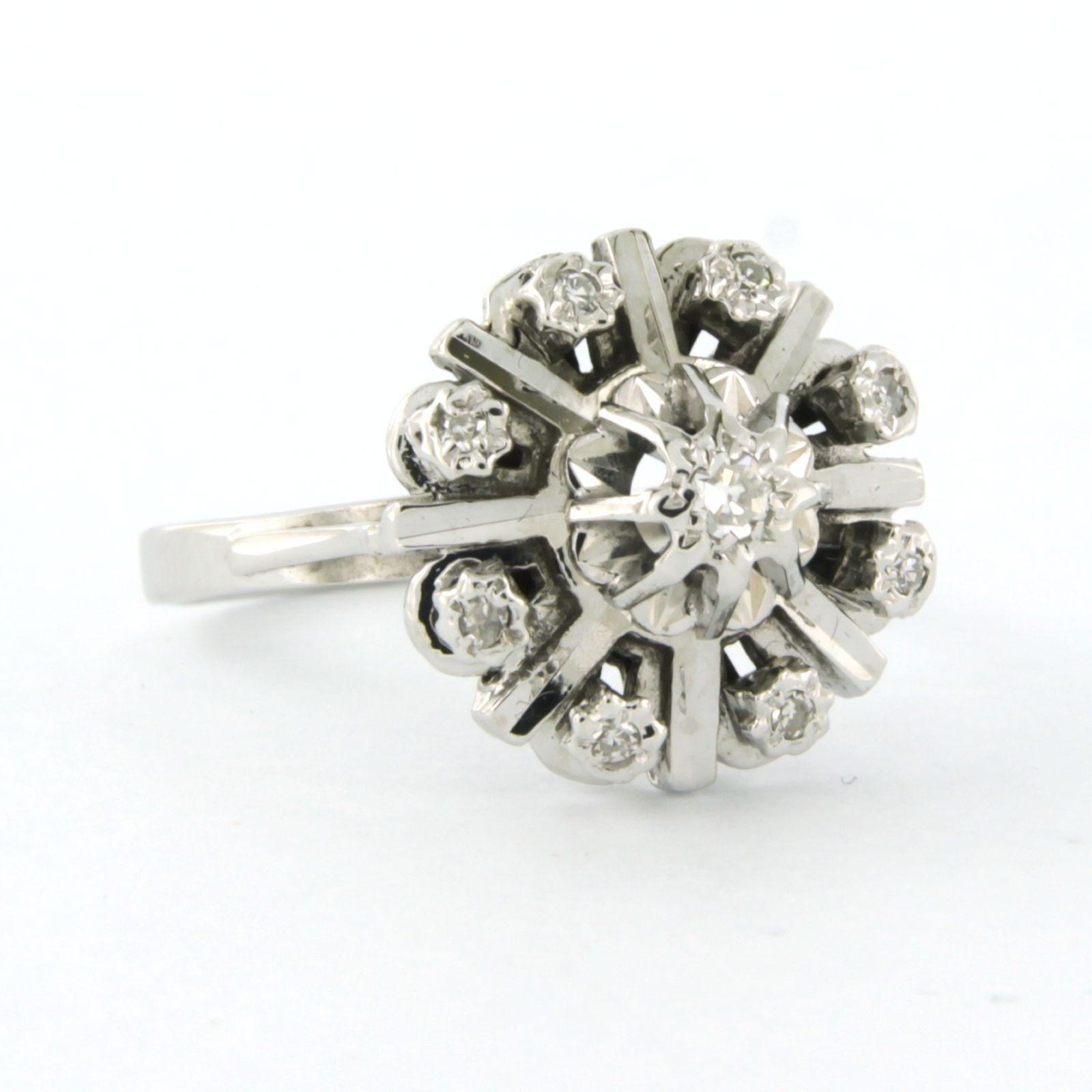 Single Cut Ring with Diamonds 14k white gold For Sale