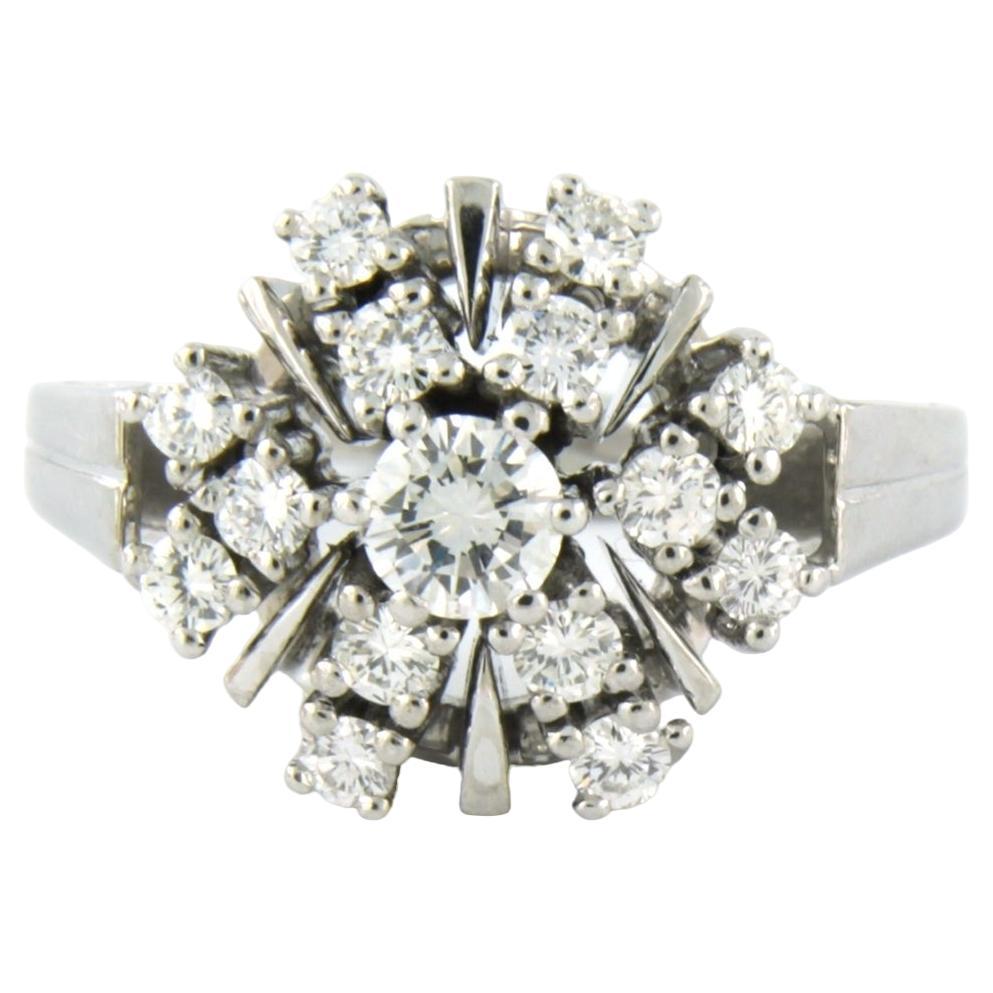 Ring with Cotal and Diamond 14k white gold For Sale at 1stDibs