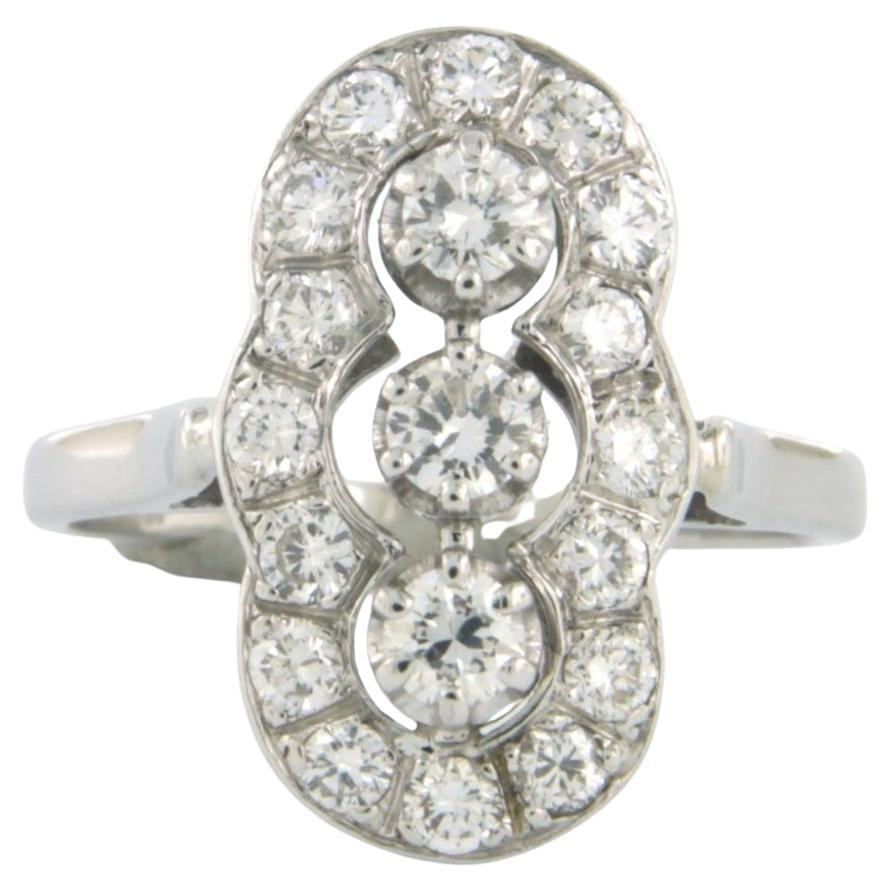 Ring with diamonds 14k white gold For Sale