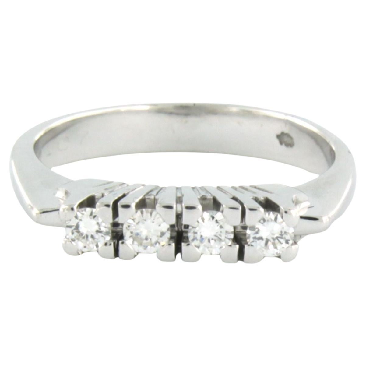 Ring with diamonds 14k white gold For Sale