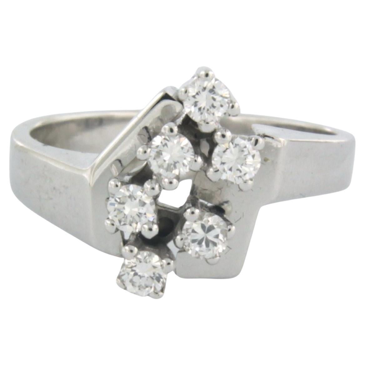 Ring with diamonds 14k white gold For Sale