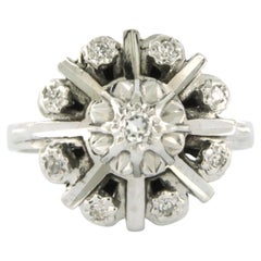 Vintage Ring with Diamonds 14k white gold