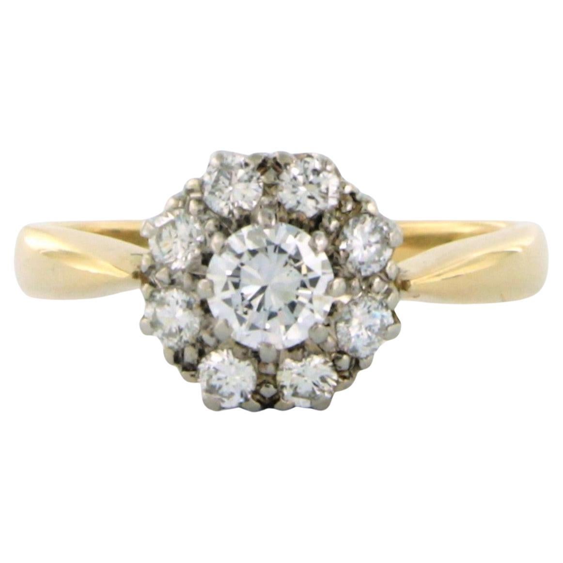 Ring with diamonds 14k yellow gold and 950 platinum