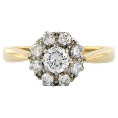 Ring with diamonds 14k yellow gold and 950 platinum