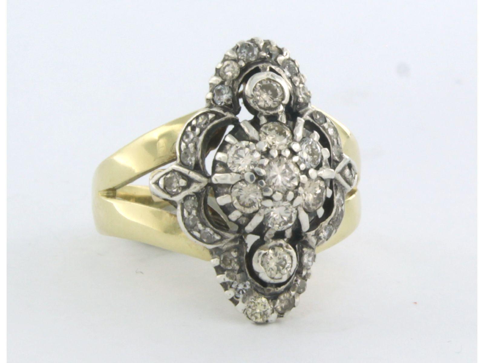 Ring mit Diamanten aus 14k Gelbgold und Silber (Frühviktorianisch) im Angebot