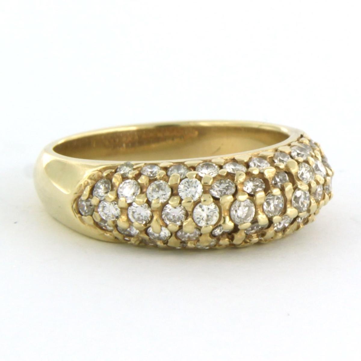 Modern Ring with diamonds 14k yellow gold For Sale