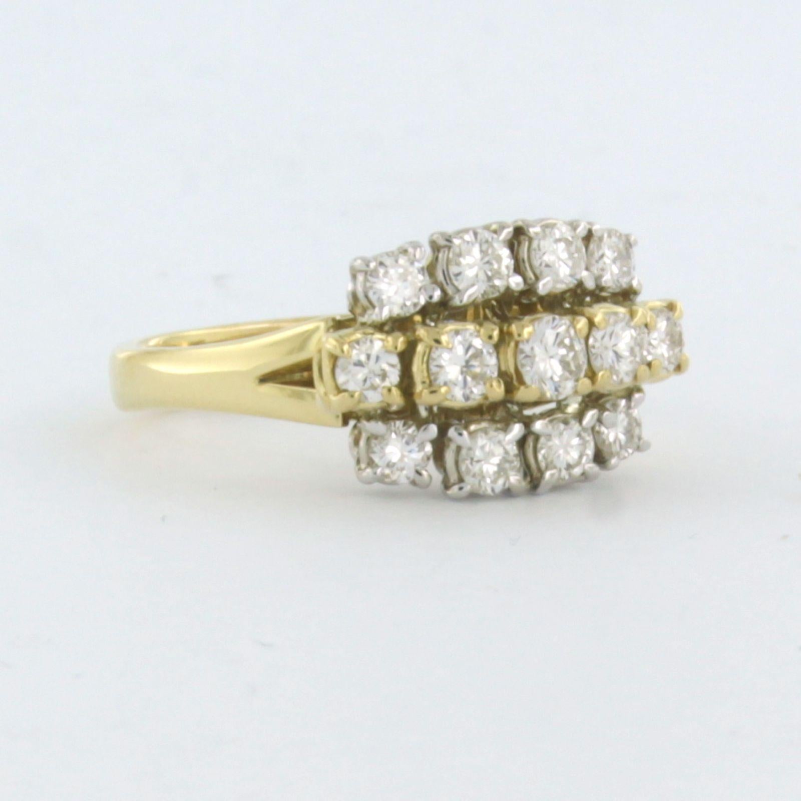 Modern Ring with diamonds 18k bicolor gold For Sale