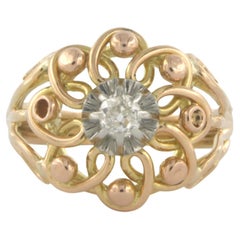 Ring with diamonds 18k bicolor gold