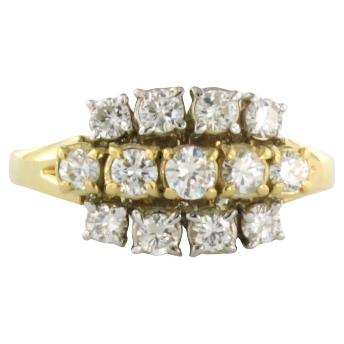 Ring with diamonds 18k bicolor gold For Sale