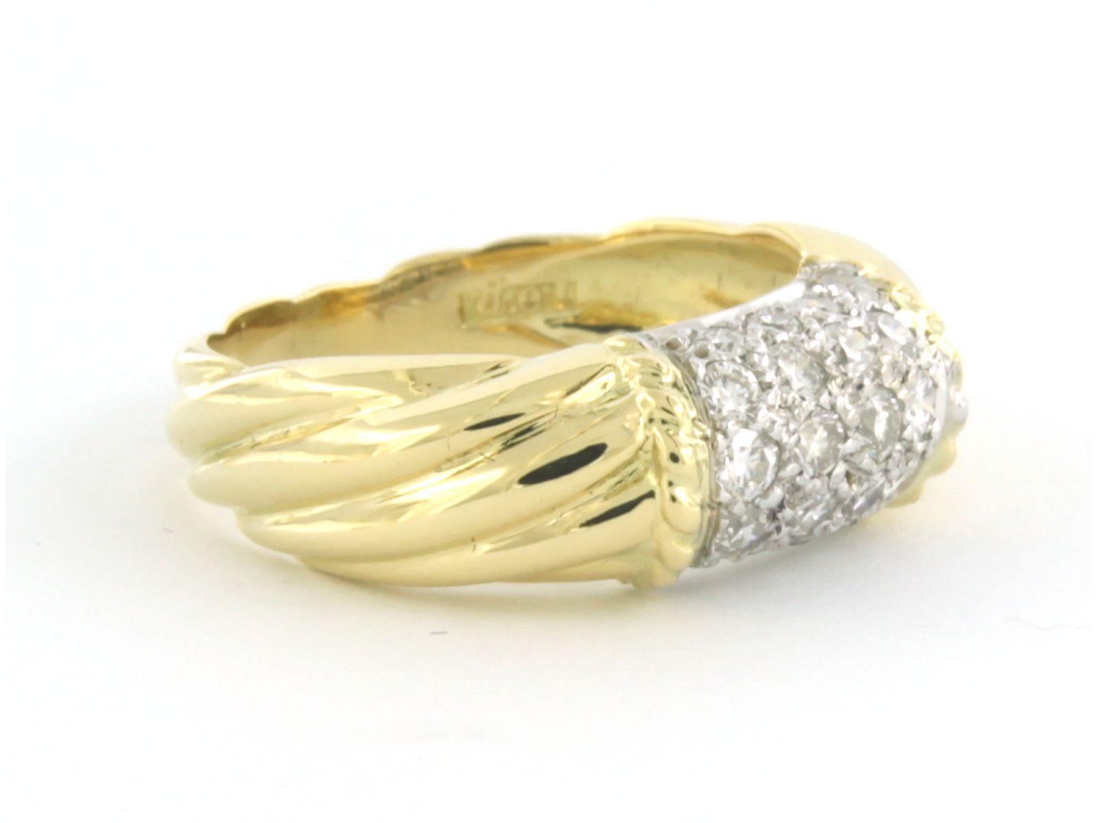 Modern Ring with diamonds 18k bicolour gold  For Sale
