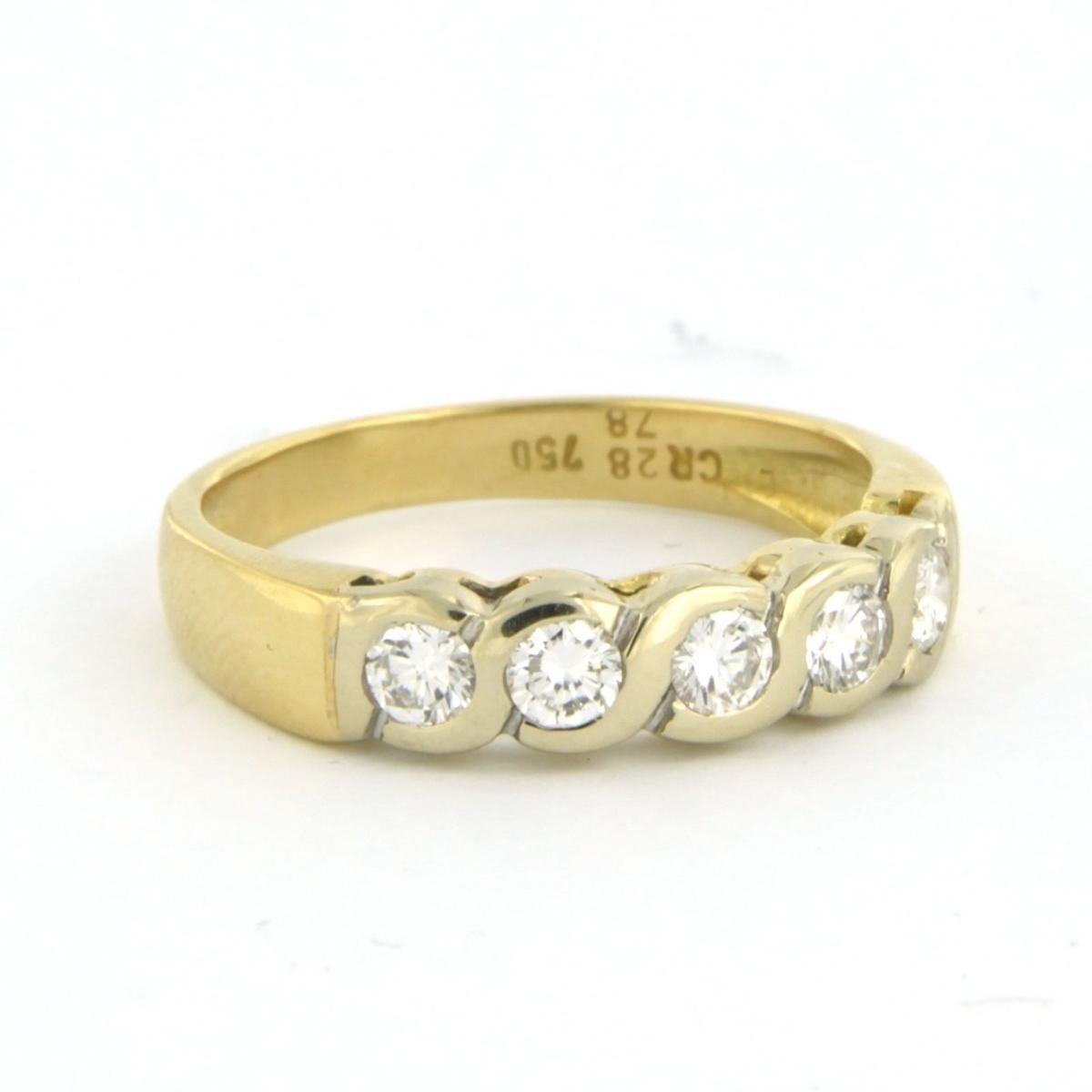 Brilliant Cut Ring with diamonds 18k bicolour gold For Sale