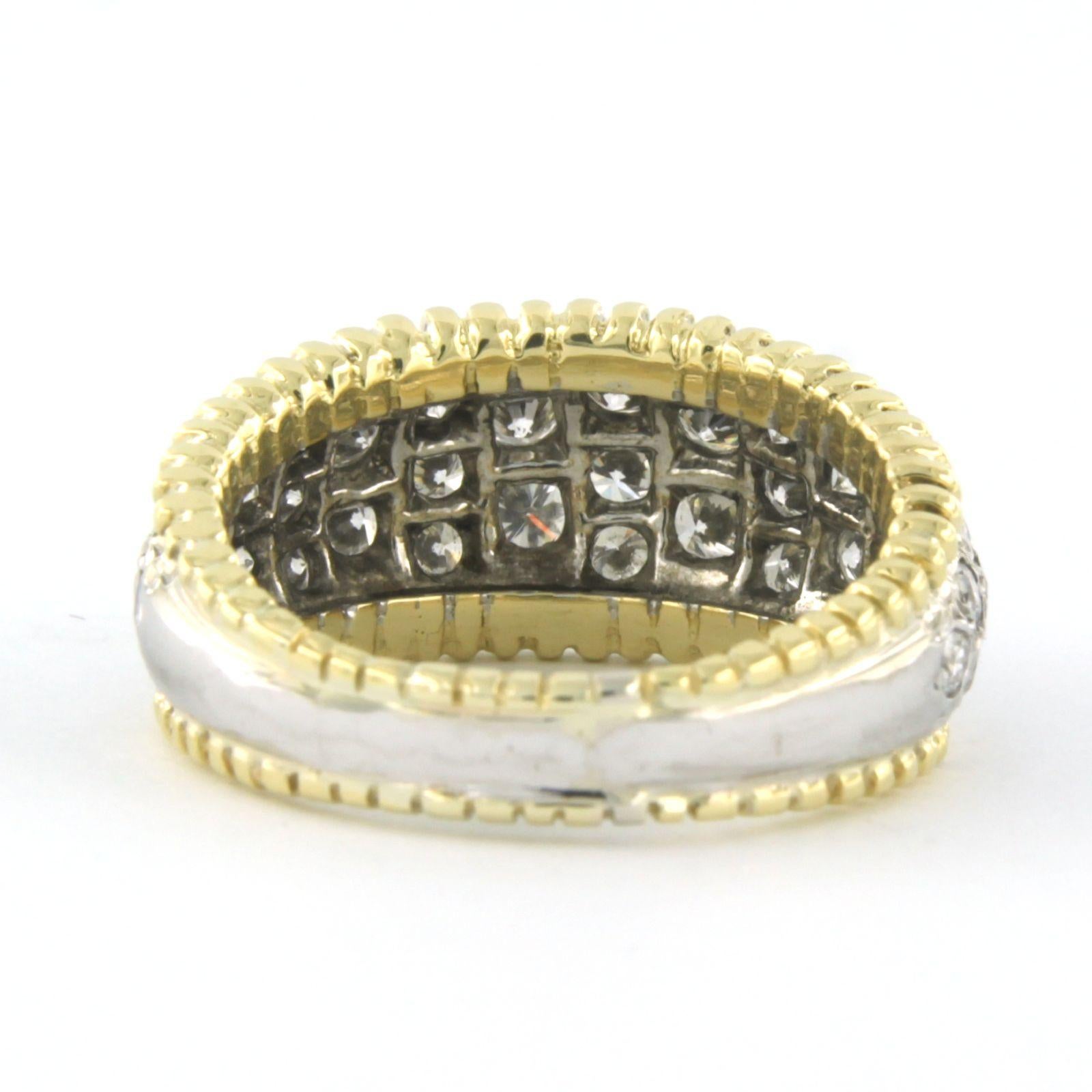 Brilliant Cut Ring with diamonds 18k bicolour gold For Sale