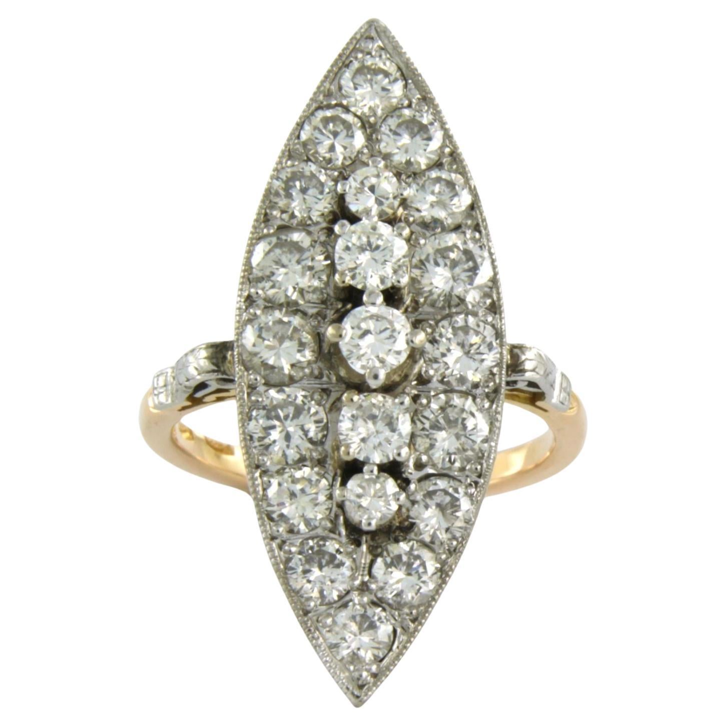Ring with diamonds 18k bicolour gold For Sale