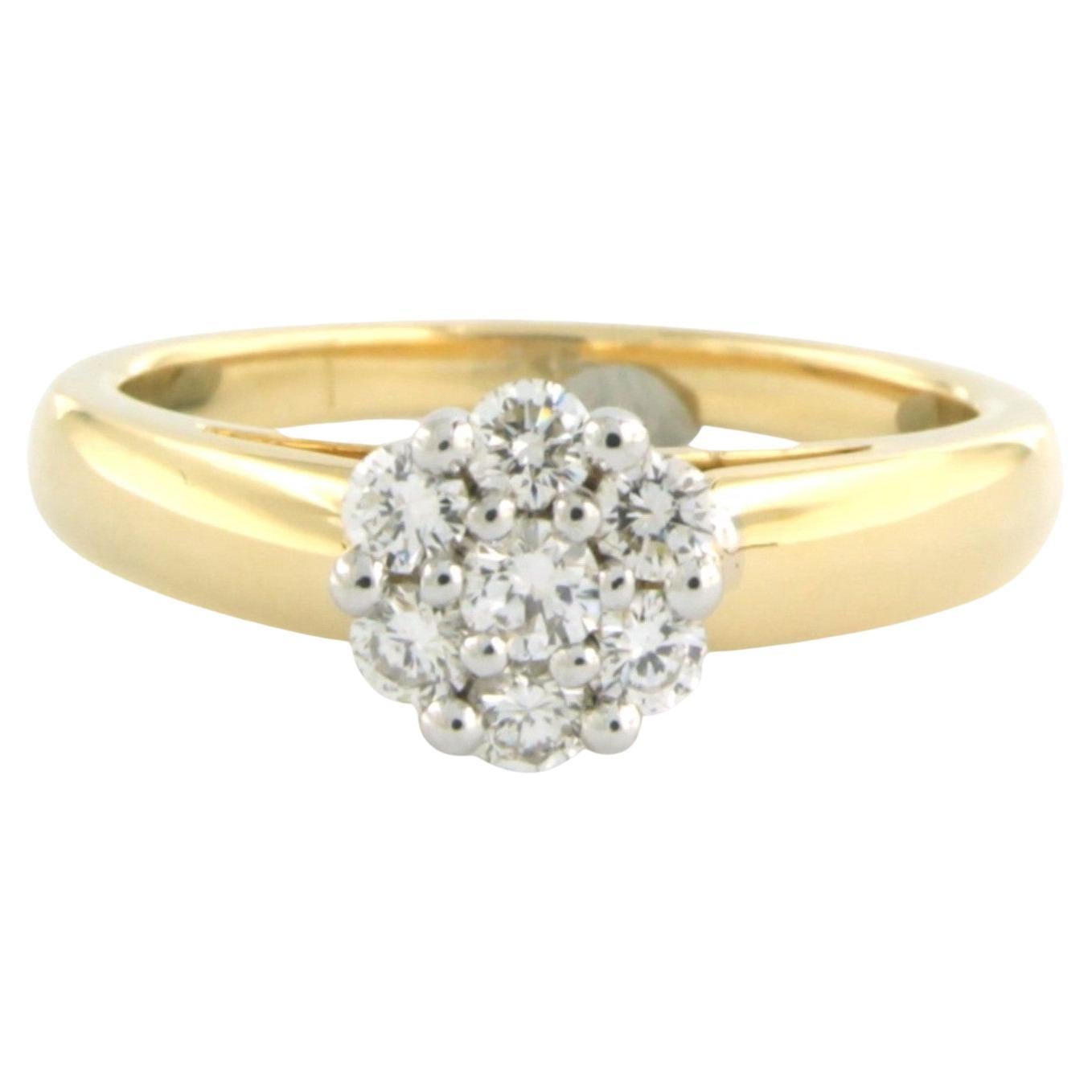 Ring with diamonds 18k bicolour gold For Sale