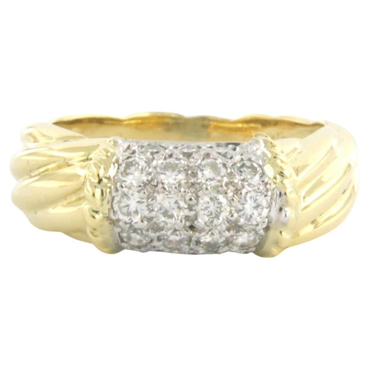 Ring with diamonds 18k bicolour gold 