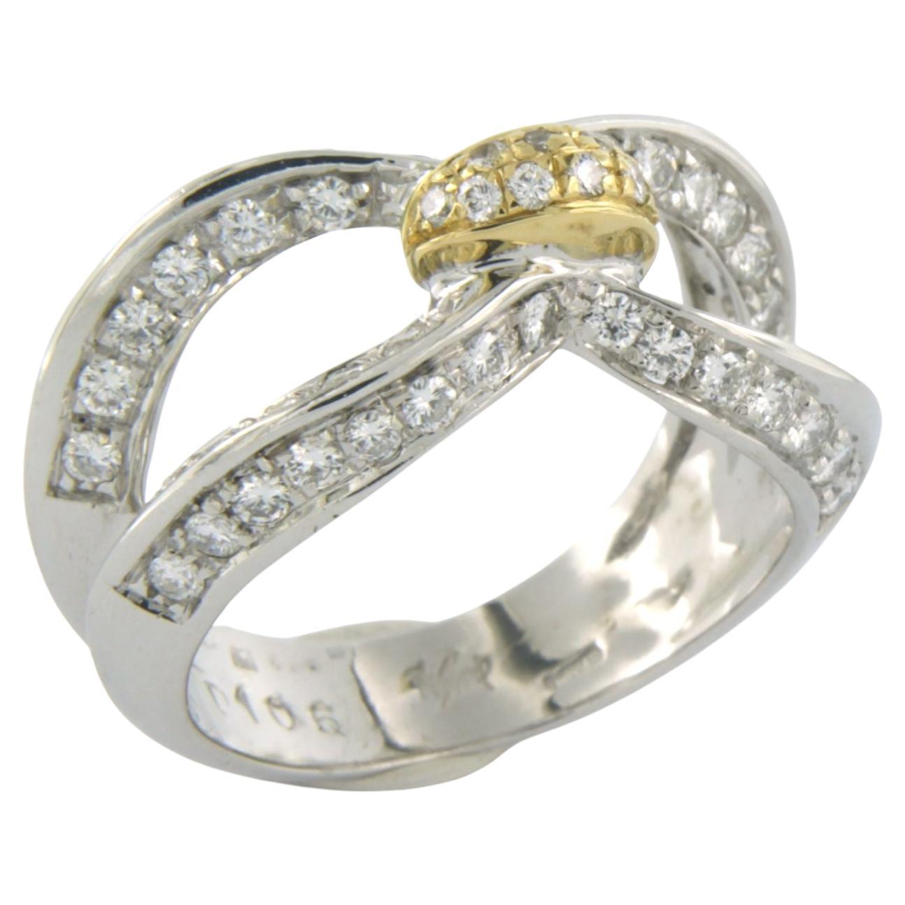 Ring with diamonds 18k bicolour gold