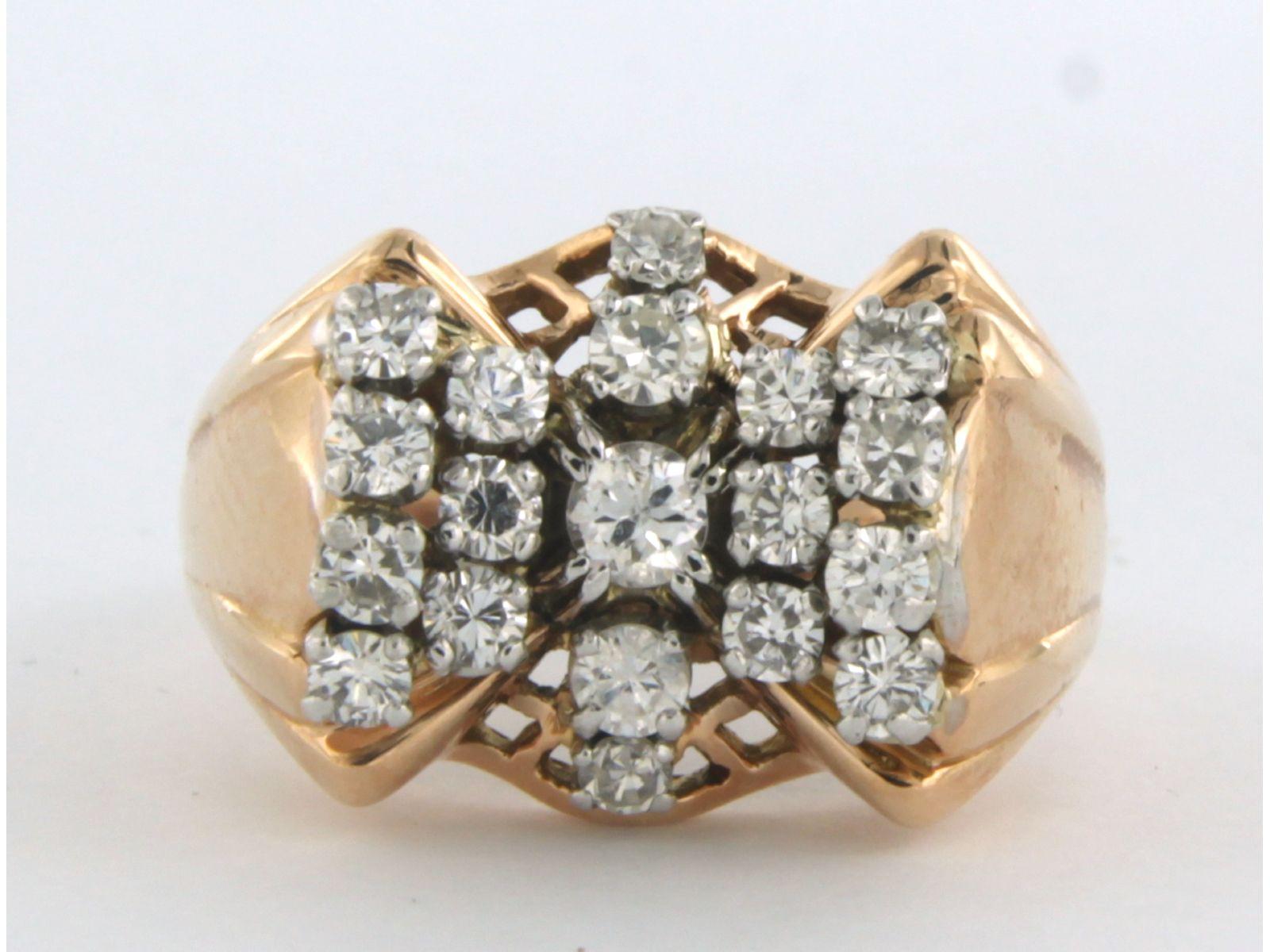 Retro Ring with diamonds 18k gold For Sale