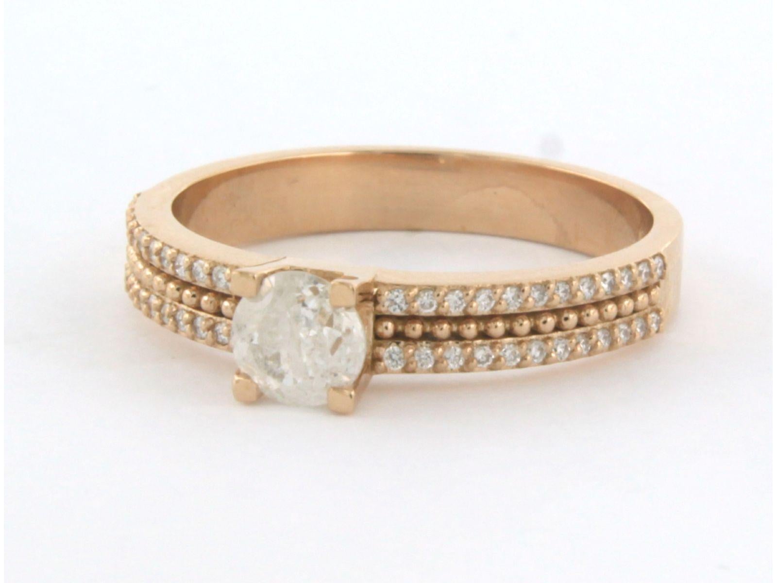 Brilliant Cut Ring with diamonds 18k pink gold For Sale