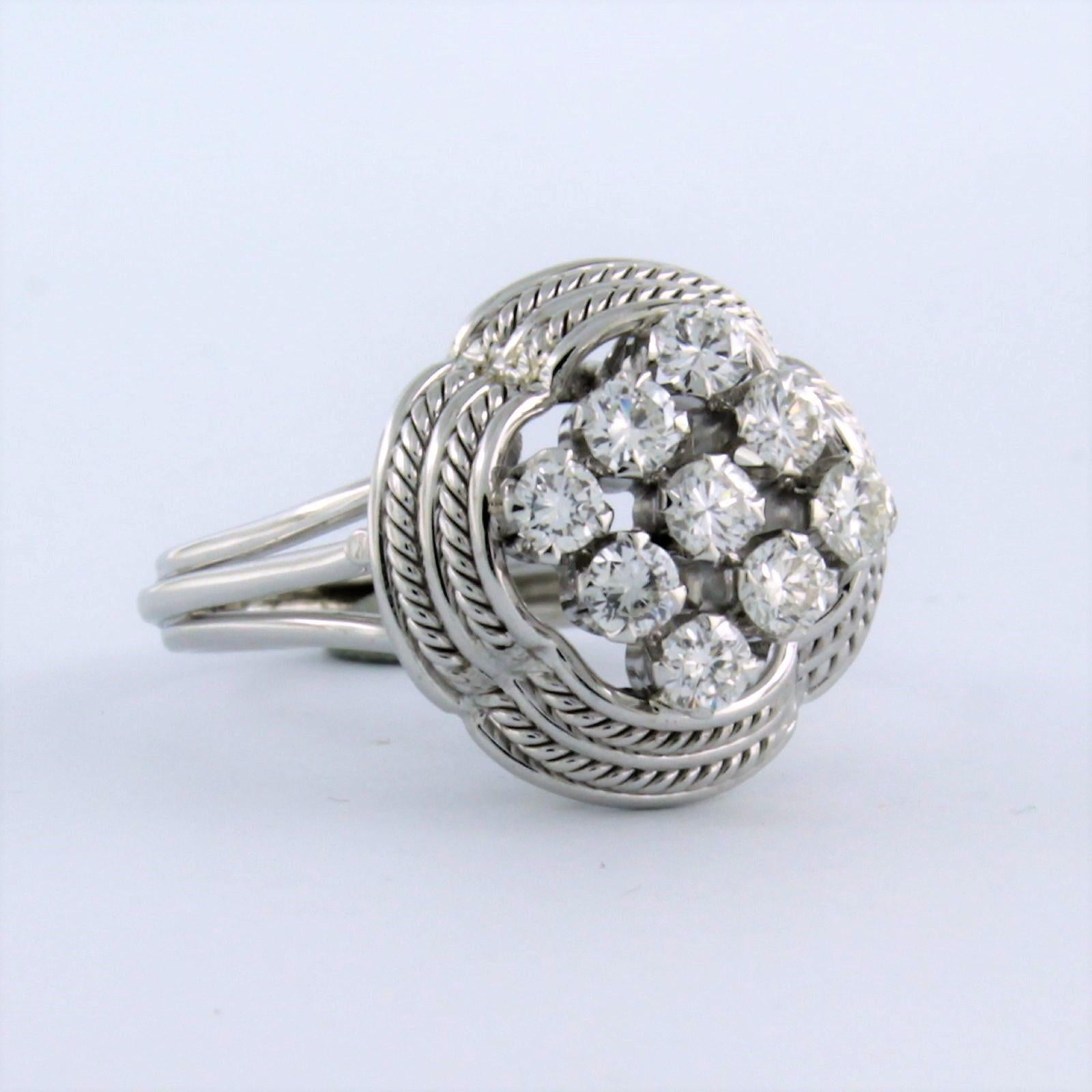 Retro Ring with diamonds 18k white gold For Sale