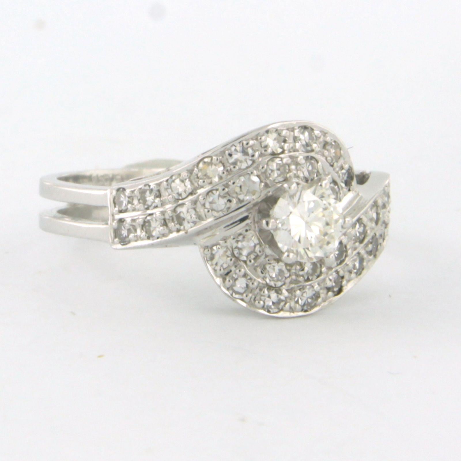 Modern Ring with diamonds 18k white gold For Sale