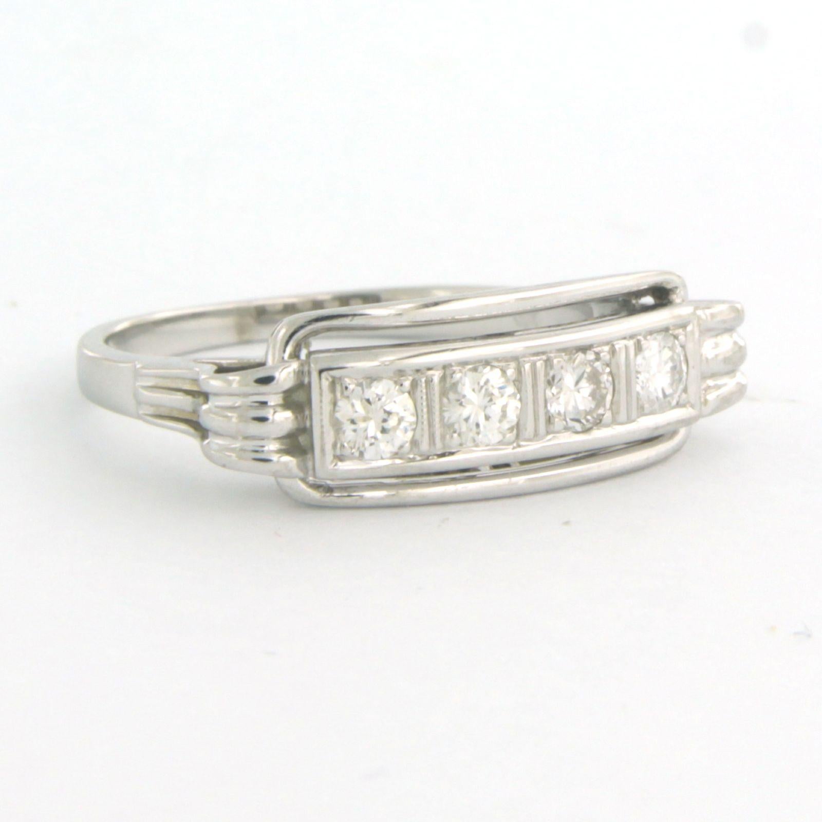 Art Nouveau Ring with diamonds 18k white gold For Sale
