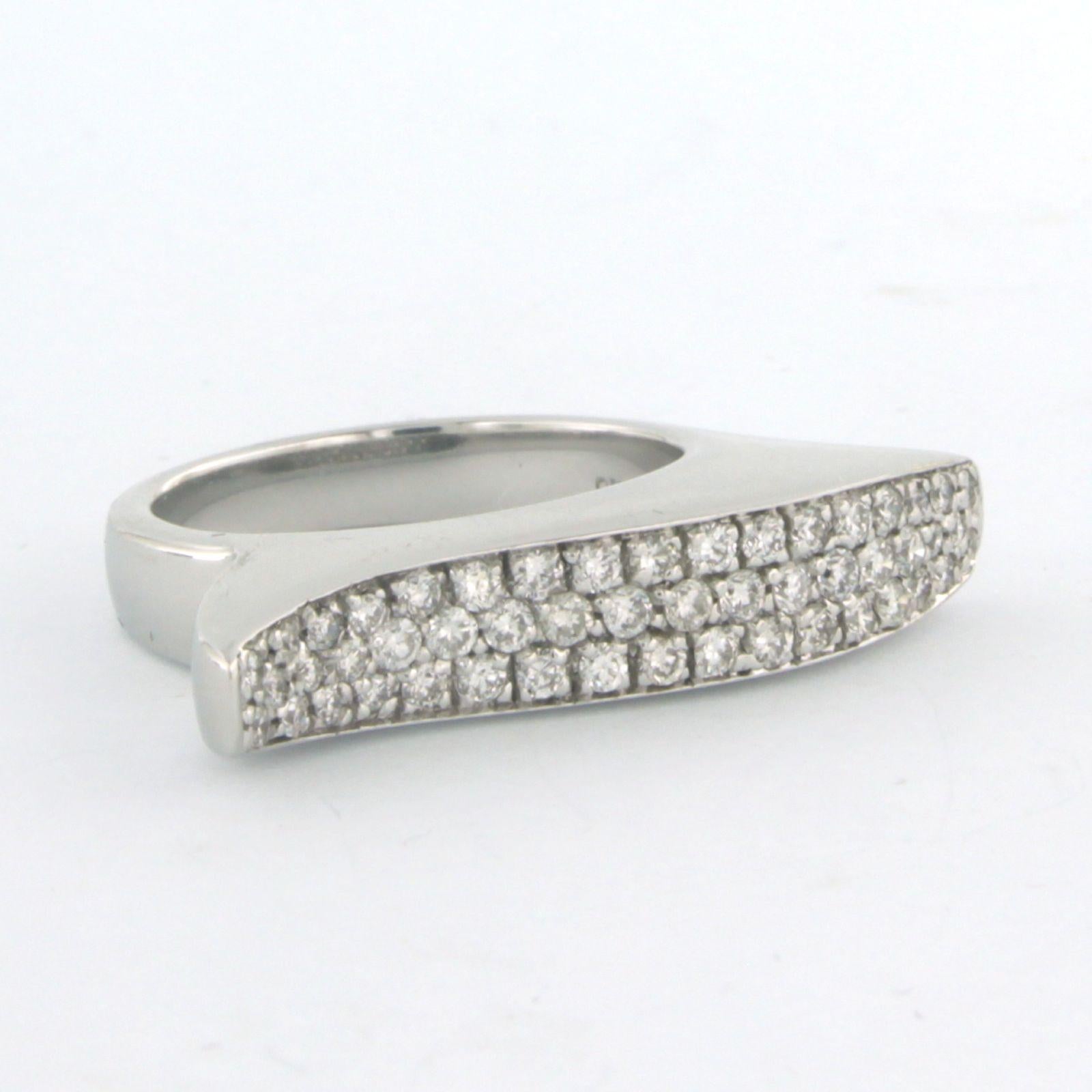 Modernist Ring with diamonds 18k white gold For Sale