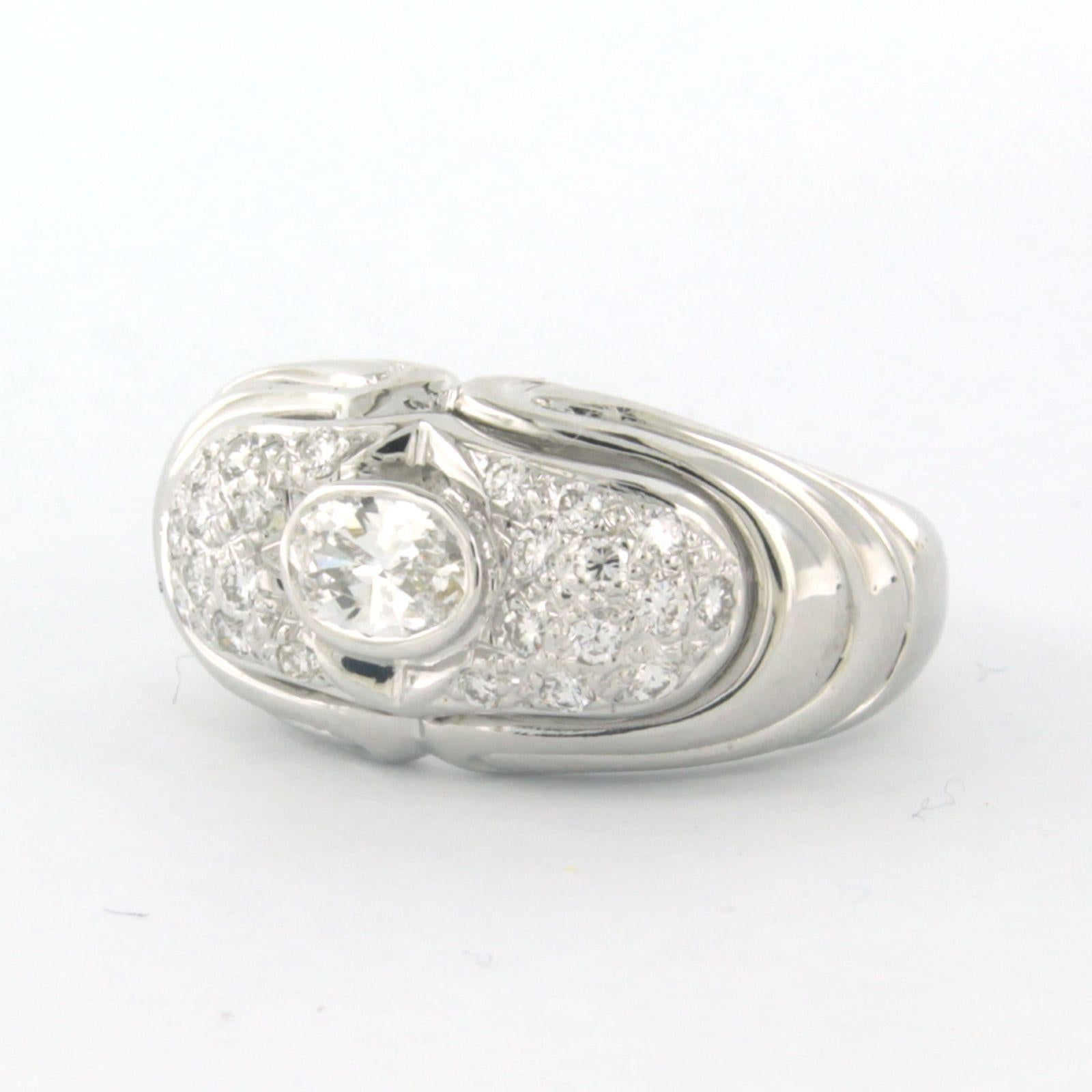 Oval Cut Ring with diamonds 18k white gold For Sale