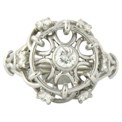 Antique Ring with diamonds 18k white gold