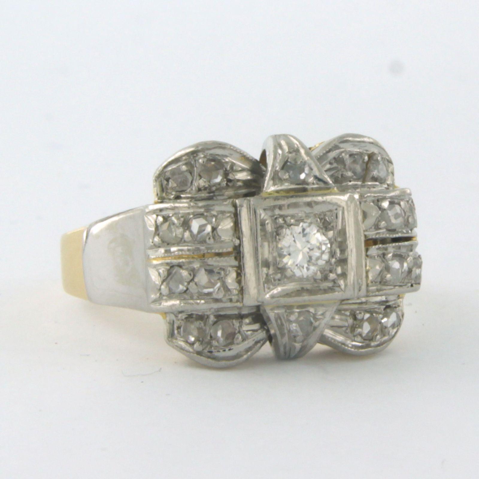 Art Nouveau Ring with diamonds 18k yellow gold and 950 platinum For Sale