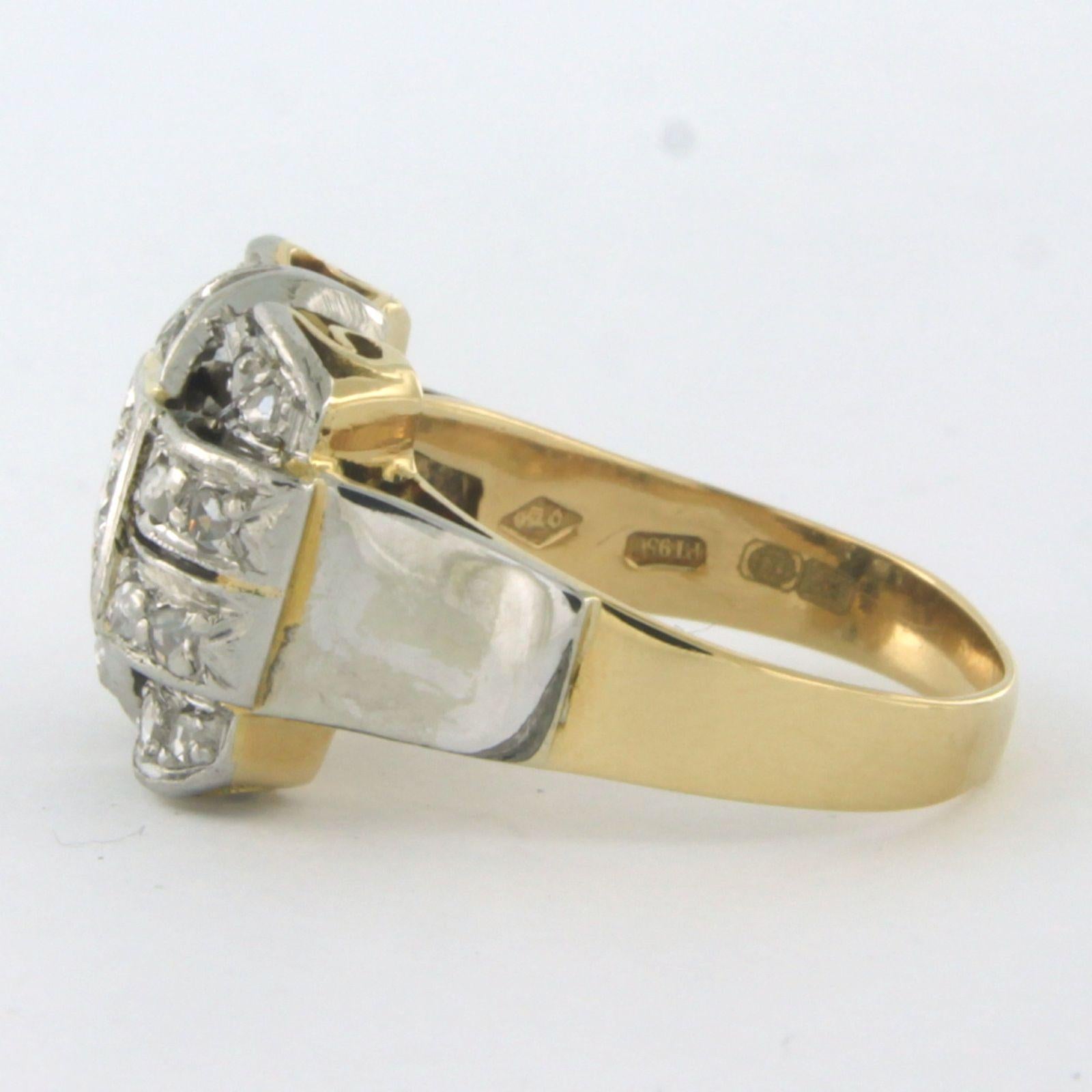 Ring with diamonds 18k yellow gold and 950 platinum In Excellent Condition For Sale In The Hague, ZH