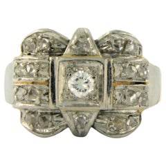 Antique Ring with diamonds 18k yellow gold and 950 platinum
