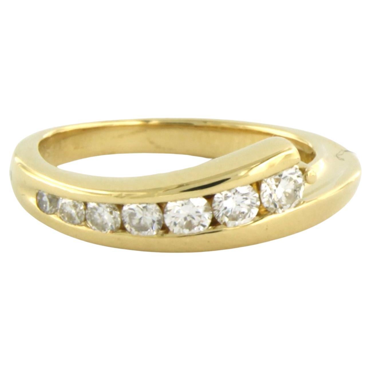 18K Yellow Gold Leaf Ring with Diamonds For Sale at 1stDibs