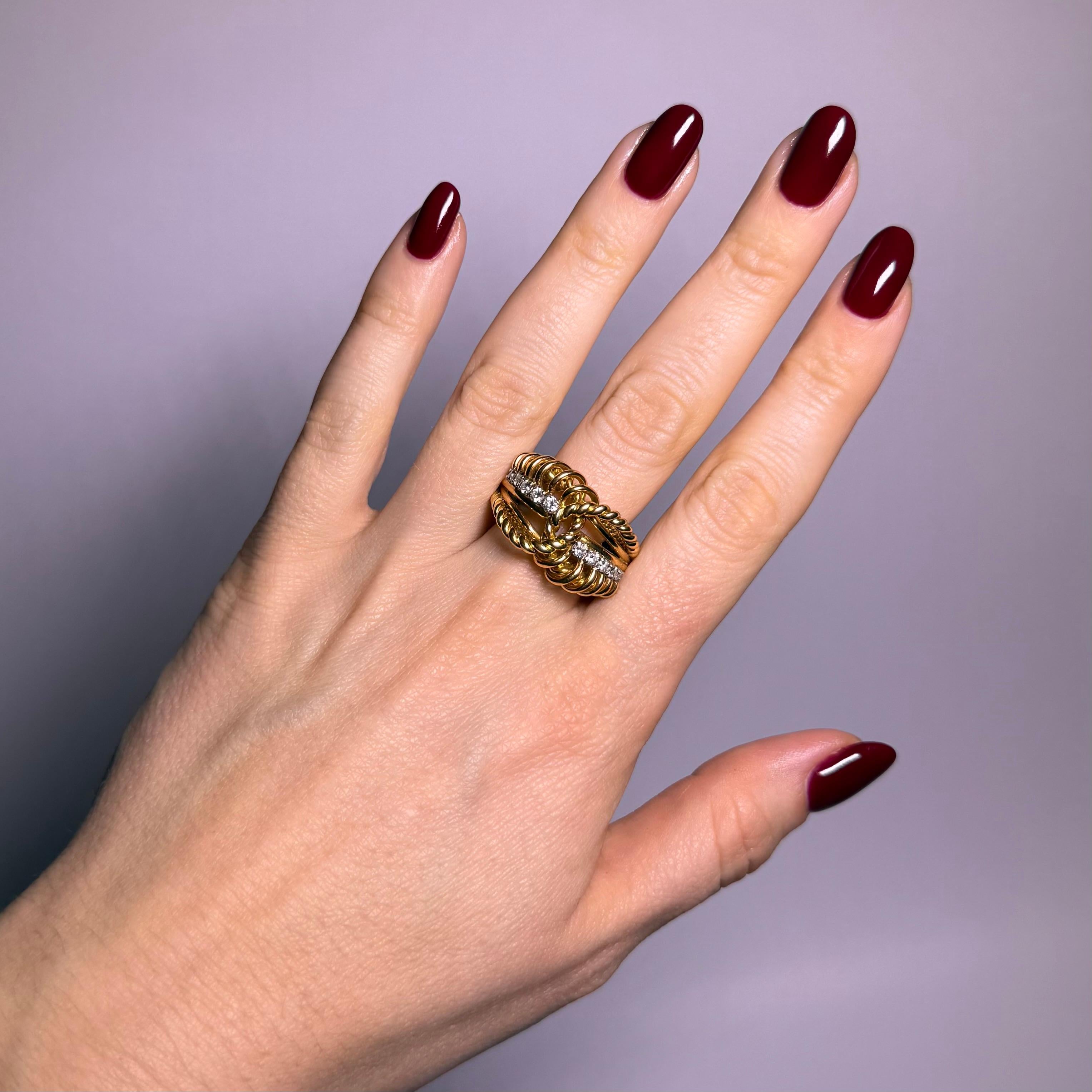 Retro Ring with Diamonds in 18 Karat Red Gold by Gübelin For Sale