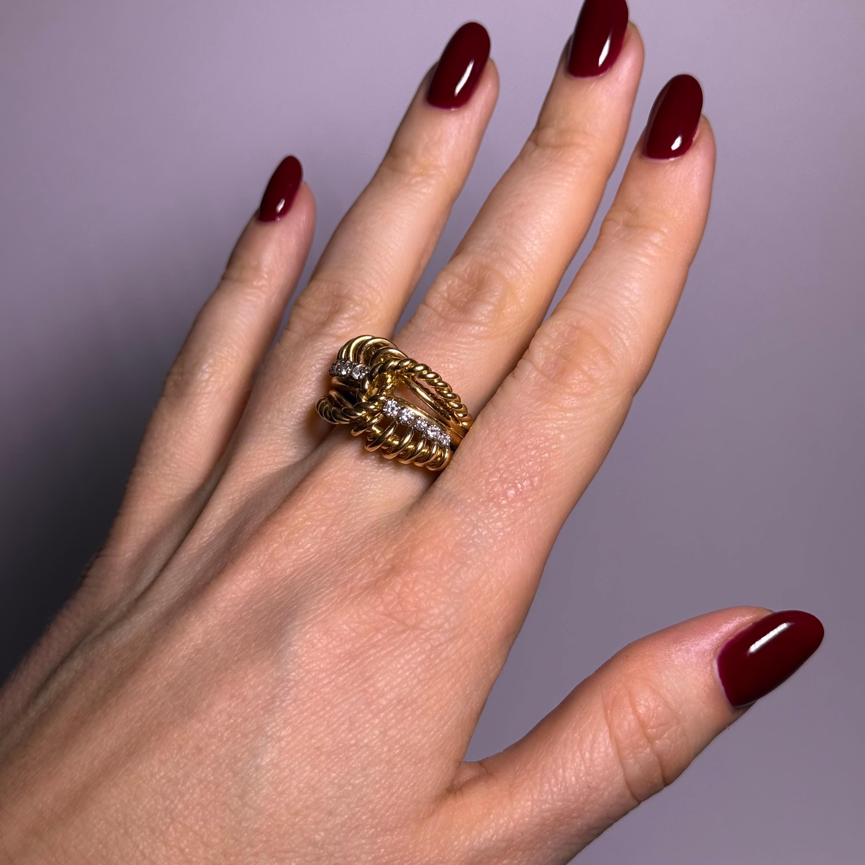 Brilliant Cut Ring with Diamonds in 18 Karat Red Gold by Gübelin For Sale