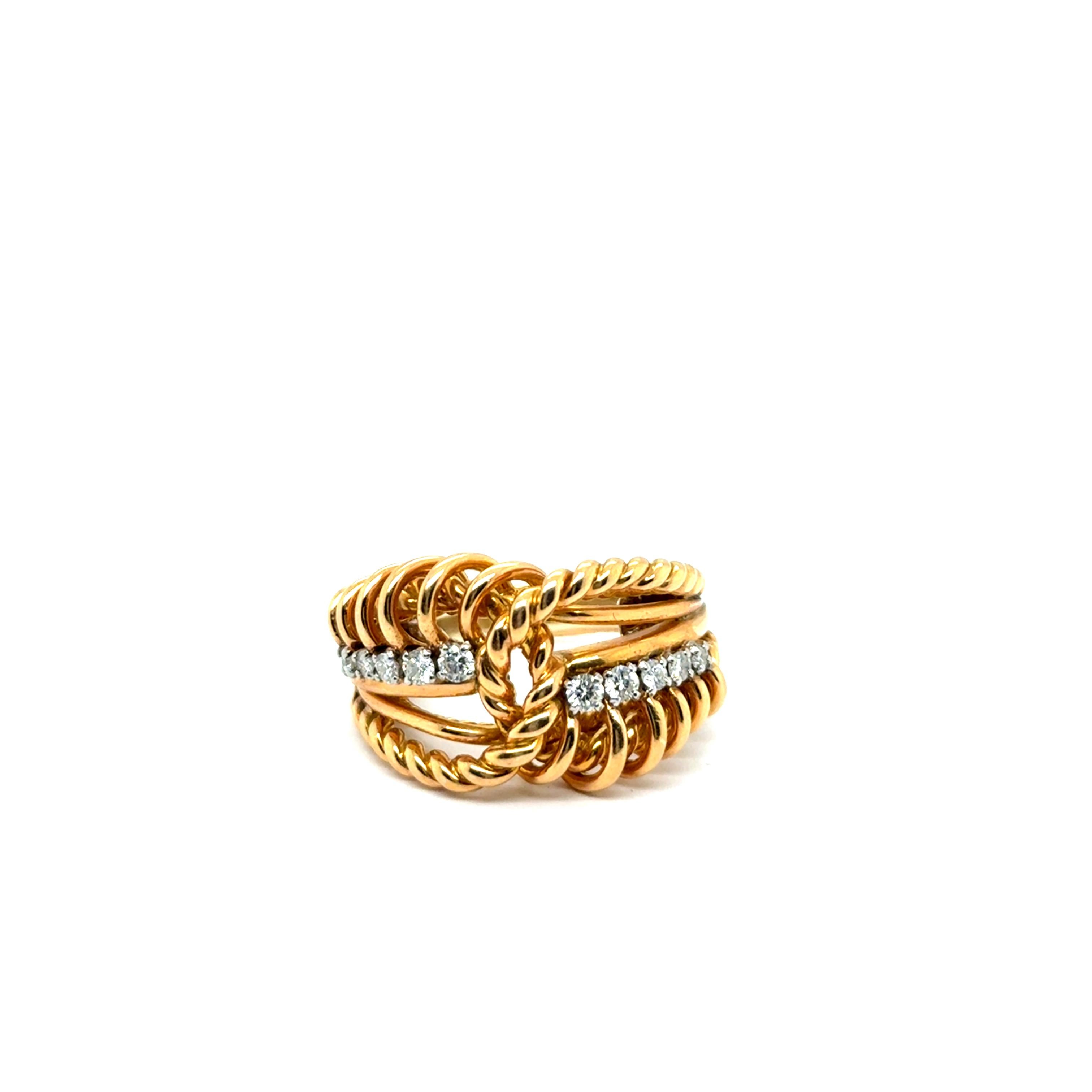 Women's or Men's Ring with Diamonds in 18 Karat Red Gold by Gübelin For Sale