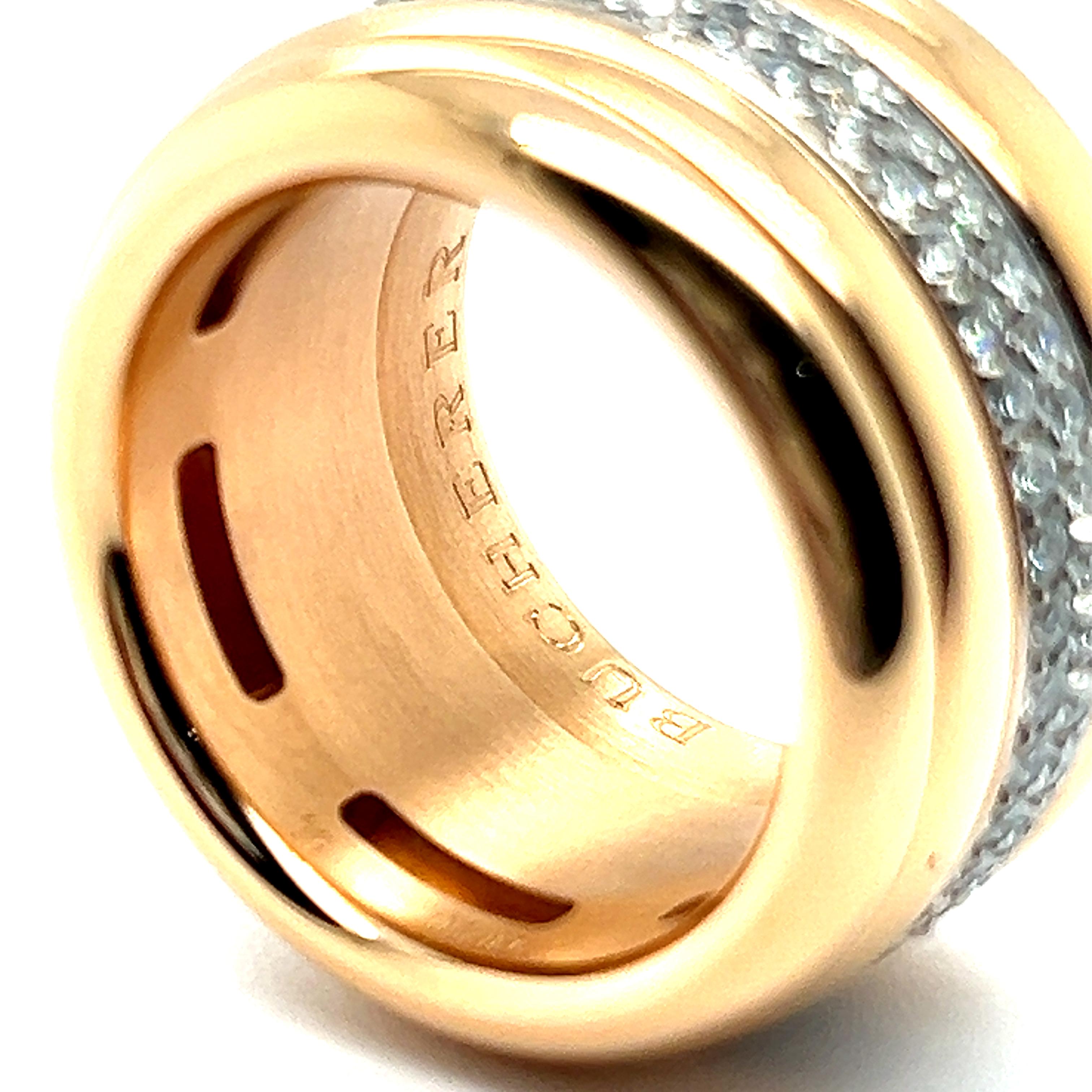 Women's or Men's Ring with Diamonds in 18 Karat Red & White Gold by Bucherer  For Sale
