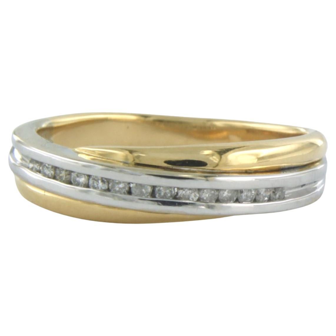 RIng with diamonds up to 0.14ct 18k bicolour gold For Sale