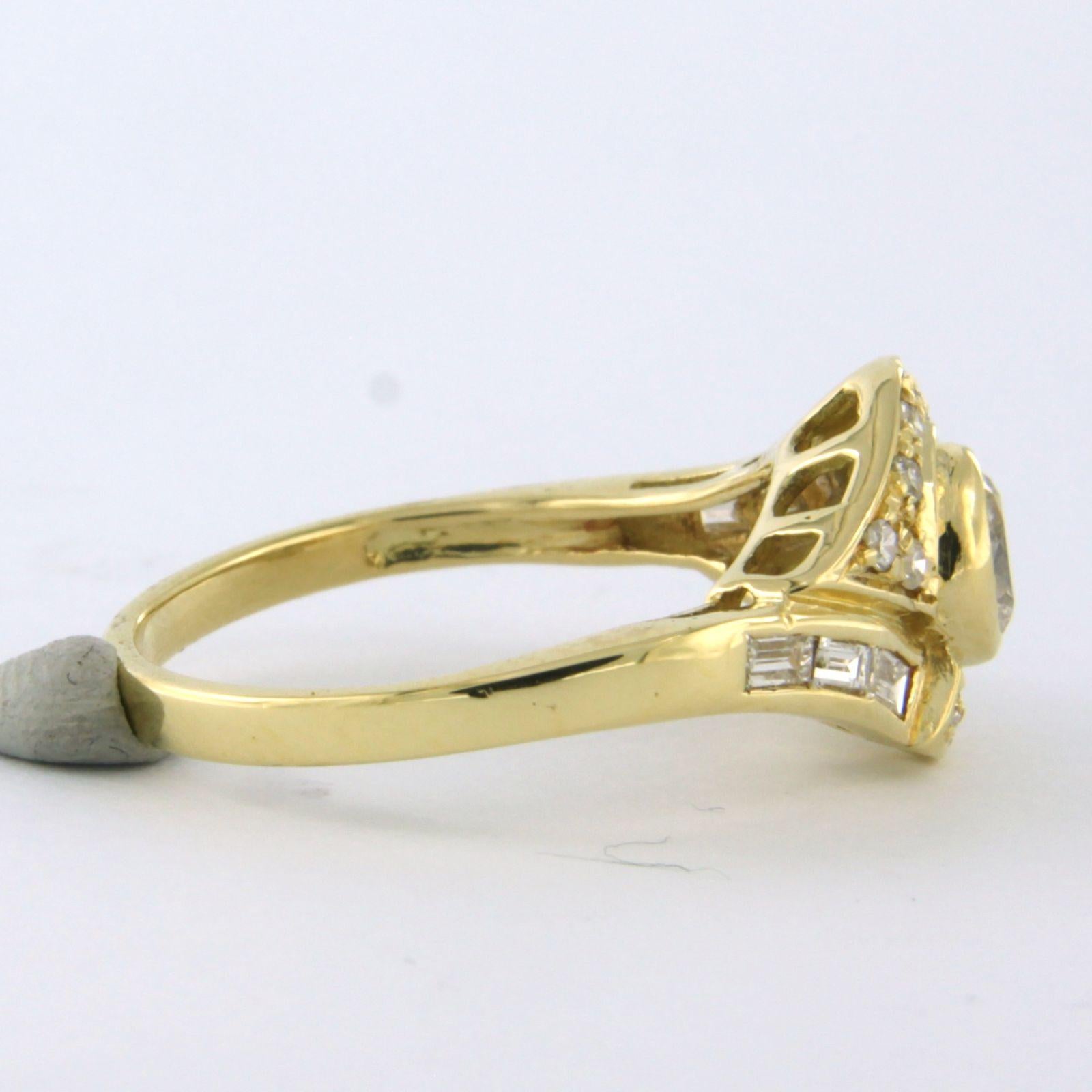 Women's Ring with diamonds up to 0.84ct - 4.1 grams - 18k yellow gold For Sale