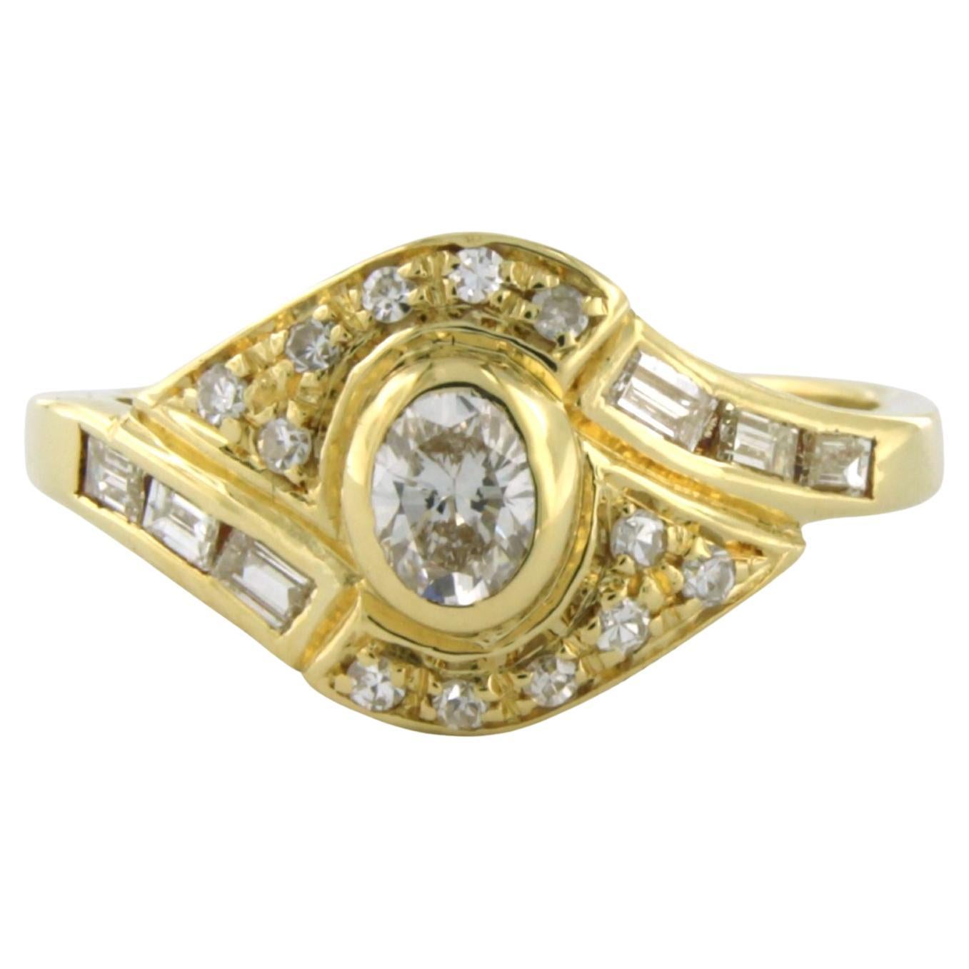 Ring with diamonds up to 0.84ct - 4.1 grams - 18k yellow gold