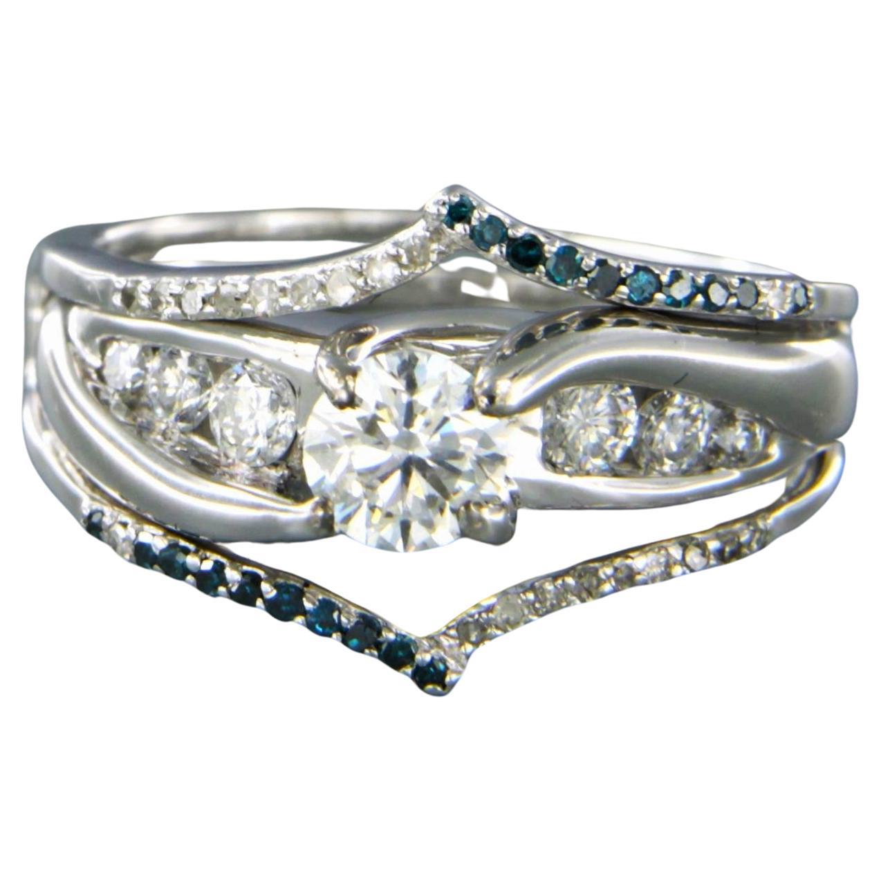 Ring with Diamonds up to 0.85ct 14k white gold