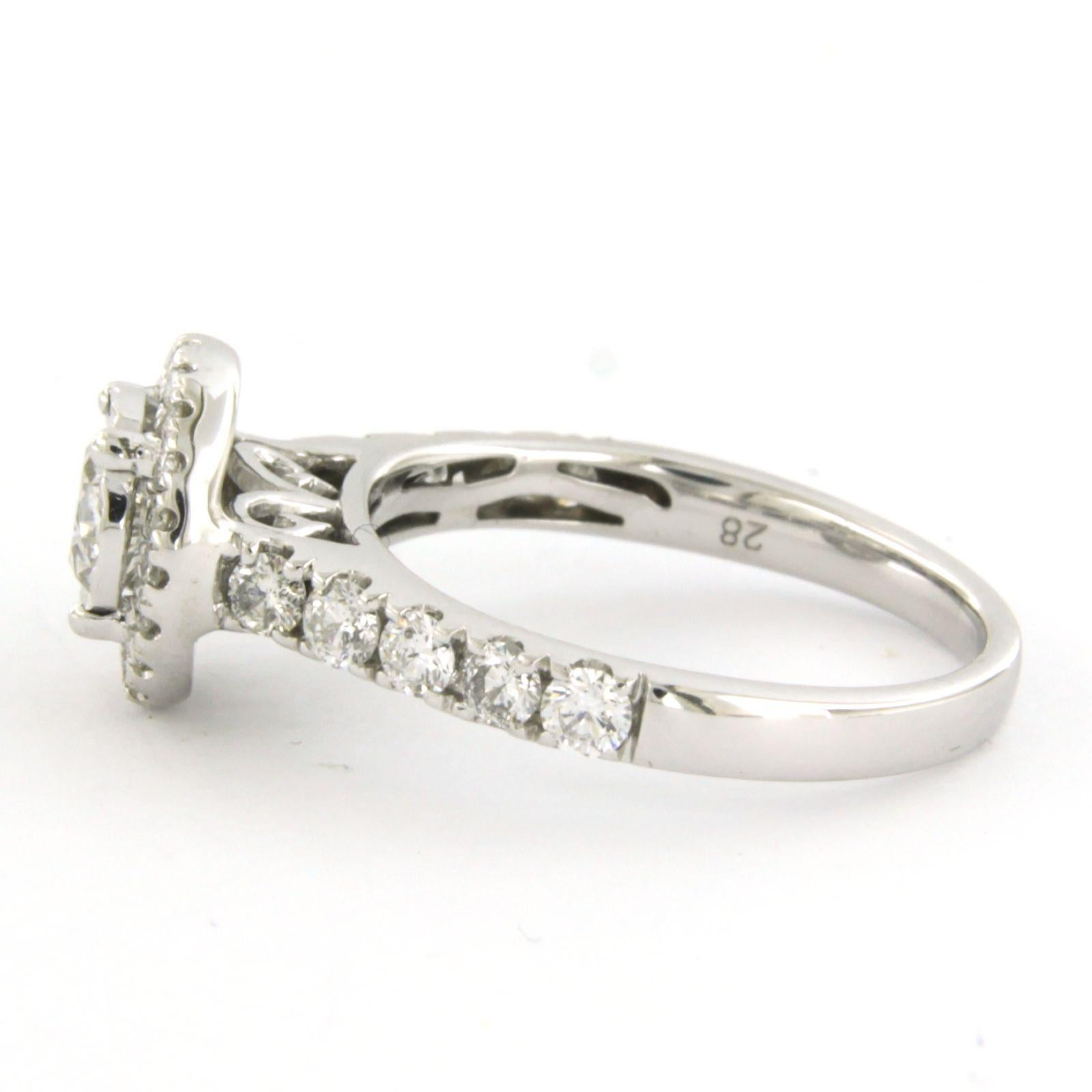 Ring with diamonds up to 1.00ct 14k white gold In Excellent Condition For Sale In The Hague, ZH