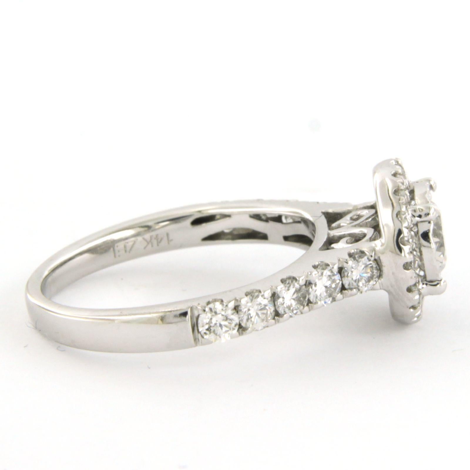 Women's Ring with diamonds up to 1.00ct 14k white gold For Sale