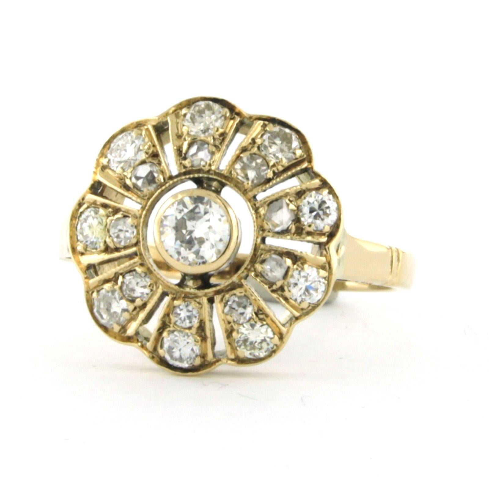 Taille vieille mine Bague avec diamants jusqu'à 1,00ct 3,7 grammes Or jaune 14k en vente