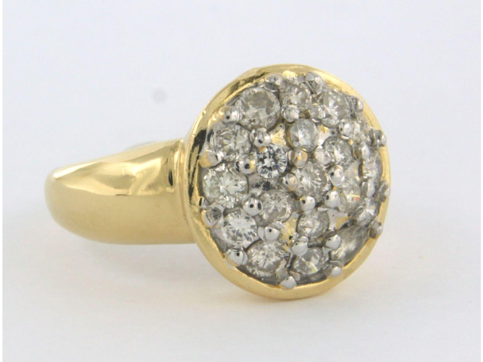 Modern Ring with diamonds up to 1.10ct 18k bicolour gold For Sale