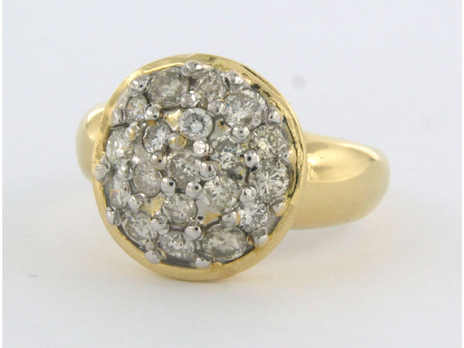 Brilliant Cut Ring with diamonds up to 1.10ct 18k bicolour gold For Sale