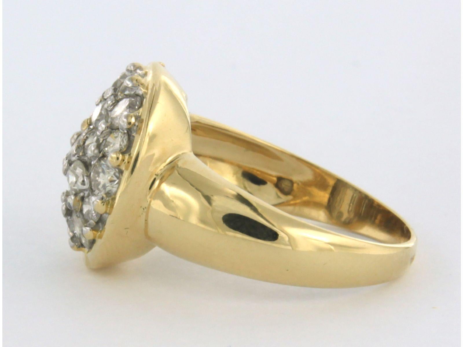 Ring with diamonds up to 1.10ct 18k bicolour gold In Good Condition For Sale In The Hague, ZH